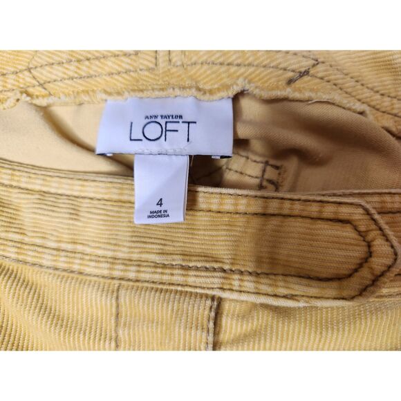 Ann Taylor LOFT Mustard Yellow Corduroy Mini Skirt Size 4 Western Details - Picture 3 of 7